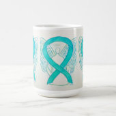 Aquamarines Bewusstsein Ribbon Angel Art Tasse (Mittel)