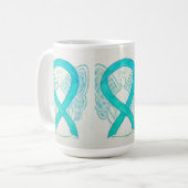 Aquamarines Bewusstsein Ribbon Angel Art Tasse (Vorderseite Links)