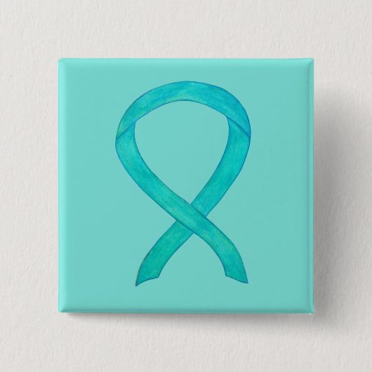 Aquamarines Bewusstsein Ribbon Custom Art Laptop P Button (Vorderseite)