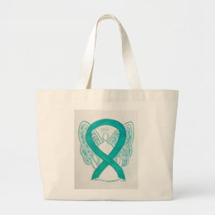 Aquamarines Bewusstsein Ribbon Custom Art Toag Jumbo Stoffbeutel