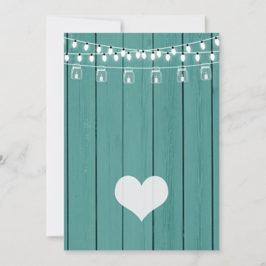 Aquamarines Bier Rustikal Holz Probe Abendessen Ei Einladung (Rückseite)