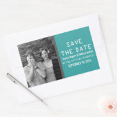 Aquamarines Binärkode-Foto Save the Date Stickers (Umschlag)