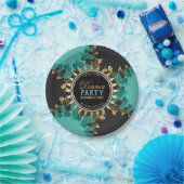 Aquamarines Black Gold Fraktal Swirt Dinner Party Pappteller (Party)