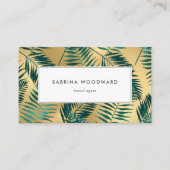 Aquamarines Blattmuster Visitenkarte (Vorderseite)