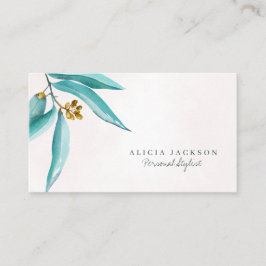 Aquamarines Blattwasserfarbe Moderner persönlicher Visitenkarte