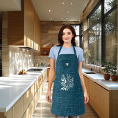 Aquamarines, blau getexturiertes Gewebe mit Kraut  Schürze