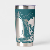 Aquamarines Blau mit negativem Wasserfall Thermobecher (Links)