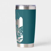 Aquamarines Blau mit negativem Wasserfall Thermobecher (Rückseite)