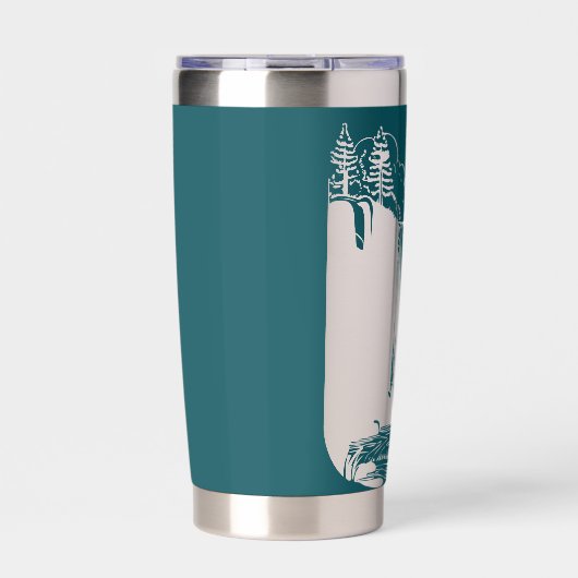 Aquamarines Blau mit negativem Wasserfall Thermobecher (Vorderseite)