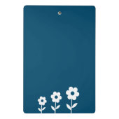 Aquamarines Blau mit weißen Blume, kundenspezifisc Mini Klemmbrett (Rückseite)