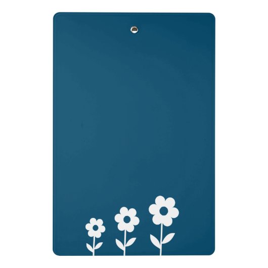 Aquamarines Blau mit weißen Blume, kundenspezifisc Mini Klemmbrett (Rückseite)