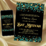 Aquamarines Blau und Gold Bat Mitzvah Einladung<br><div class="desc">Bat Mitzvah Einladung mit aquamarinen blauen und goldenen Glitzer Konfetti. Diese schöne aquamarine und goldene Bat Mitzvah Einladung ist einfach für Ihre Veranstaltung angepasst, indem Sie Ihre Details in den Schriftart Stil und Farbe und Wortlaut Ihrer Wahl. Sie können die Hintergrundfarbe auf dieser wunderschönen Bat Mitzvah Einladung ändern. Alle Einladungsdesigns...</div>