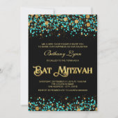 Aquamarines Blau und Gold Bat Mitzvah Einladung (Vorderseite)
