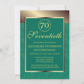 Aquamarines Blau und Gold Gemusterte Grenze Geburt Einladung (Vorderseite)