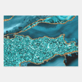 Aquamarines Blau und Gold Imitate Glitzer Agate Geschenkpapier Set (Vorderseite 2)
