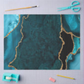 Aquamarines Blau und Gold Imitate Glitzer Agate Seidenpapier (Basteln)