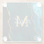 Aquamarines Blau und Goldmarmor Agate Glasuntersetzer (Rückseite)