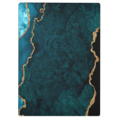 Aquamarines Blau und Goldmarmor Agate Klemmbrett (Rückseite)