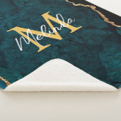 Aquamarines Blau und Goldmarmor Agate Sherpadecke (3/4)