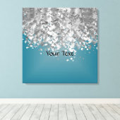 Aquamarines Blau und Imitat Glitzer Leinwanddruck (Insitu (Holzboden))