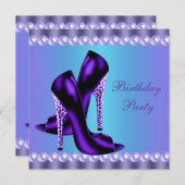 Aquamarines Blau und Lila Geburtstagsparty Einladung (Vorne/Hinten)