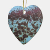 Aquamarines Blau und Lila rostfreier Hintergrund Keramik Ornament (Links)