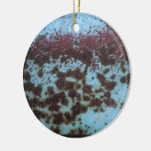 Aquamarines Blau und Lila rostfreier Hintergrund Keramik Ornament (Links)