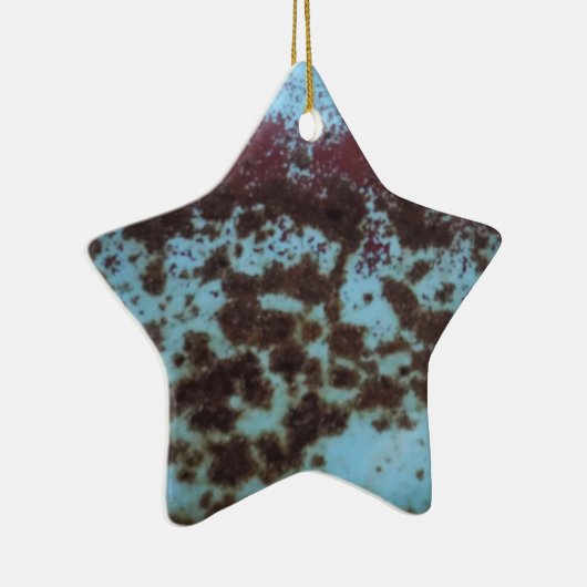 Aquamarines Blau und Lila rostfreier Hintergrund Keramik Ornament (Rechts)