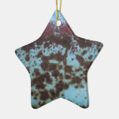 Aquamarines Blau und Lila rostfreier Hintergrund Keramik Ornament (Links)