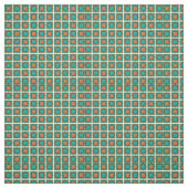 Aquamarines Blau- und Orangengittermuster Stoff (Muster)