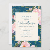 Aquamarines Blau und Rosa Botanisches Florales Bra Einladung (Vorderseite)