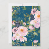 Aquamarines Blau und Rosa Botanisches Florales Bra Einladung (Rückseite)