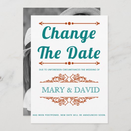 Aquamarines Blau und Rost Ändern Datum Ankündigung (Vorne/Hinten)