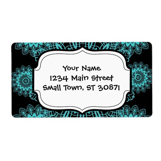 Aquamarines Blau und Schwarz-Doily Lace Snowflake (Vorne)