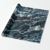 Aquamarines Blau und Silbermarmor Geschenkpapier (Ungerollt)
