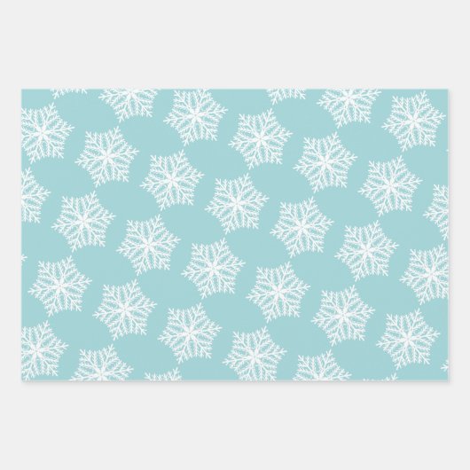 Aquamarines Blau und Weiße Schneeflocken Weihnacht Geschenkpapier Set (Vorderseite 3)