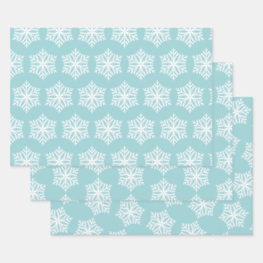 Aquamarines Blau und Weiße Schneeflocken Weihnacht Geschenkpapier Set (Set)