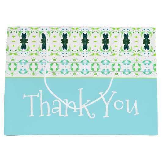 Aquamarines Blau und Zitronengrün Große Geschenktüte (Vorderseite)