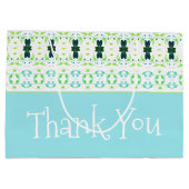 Aquamarines Blau und Zitronengrün Große Geschenktüte (Rückseite)