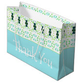 Aquamarines Blau und Zitronengrün Große Geschenktüte (Vorderseite Schrägansicht)