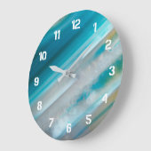 Aquamarines Blaubandmuster Große Wanduhr (Winkel)