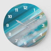 Aquamarines Blaubandmuster Große Wanduhr (Vorderseite)