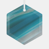 Aquamarines Blaubandmuster Ornament Aus Glas (Vorderseite)