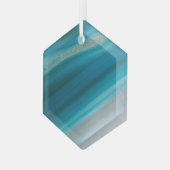 Aquamarines Blaubandmuster Ornament Aus Glas (Vorderseite Links)
