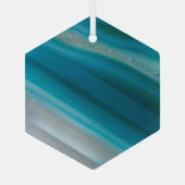 Aquamarines Blaubandmuster Ornament Aus Glas (Rückseite)