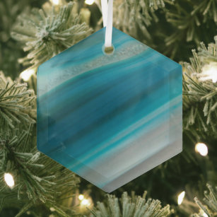 Aquamarines Blaubandmuster Ornament Aus Glas