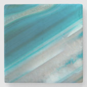 Aquamarines Blaubandmuster Steinuntersetzer (Vorderseite)