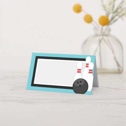 Aquamarines Blauer Bowling-Etikett oder Platzkarte (Rückseite)