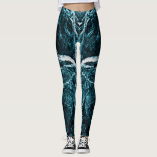 Aquamarines blaues Abstraktes Muster Leggings