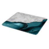 Aquamarines blaues Agate Silver aus weißem Marmor Schneidebrett (Ecke)